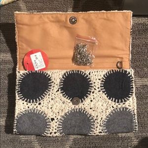 Blue and cream crossbody or clutch